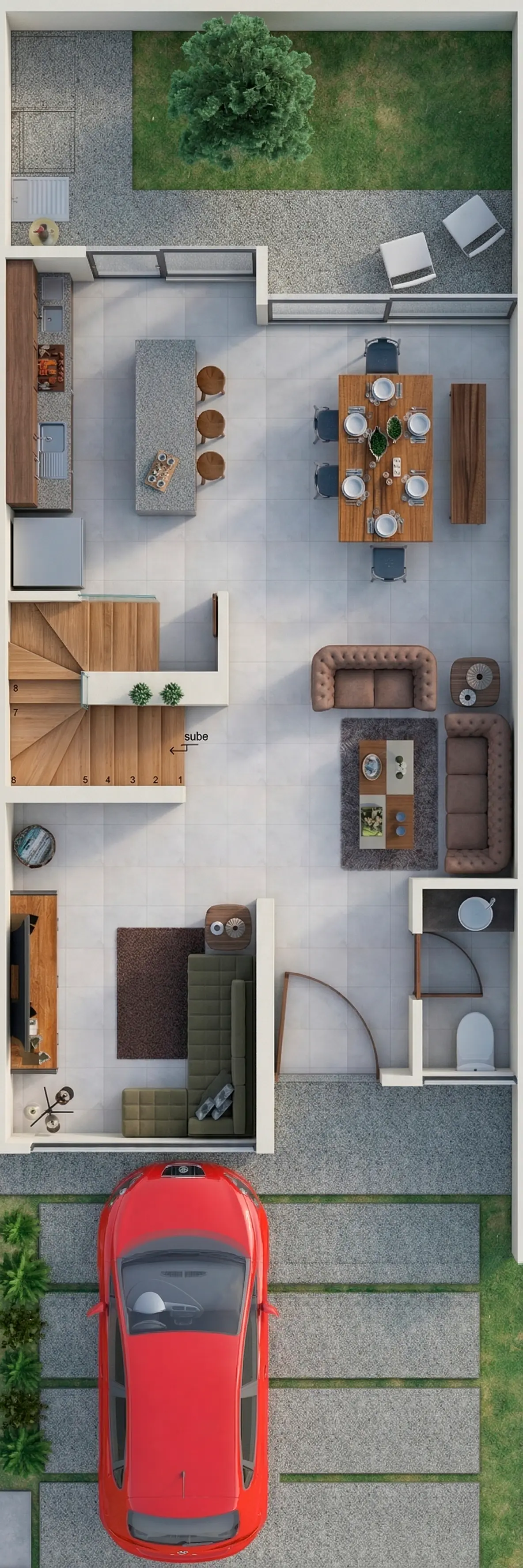 Plano arquitectónico de Planta Baja del modelo Viena con 3 hab.